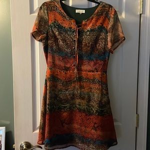 Beautiful Print Dress in Bold Earthy Tones